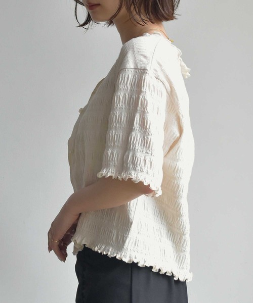 RETRO GIRL（レトロガール）の「メロウカーデビスチェ付set（Tシャツ/カットソー・レディース・スモークピンク/グリーン/オフホワイト/ダークブラウン・FREE）」の6枚目の写真