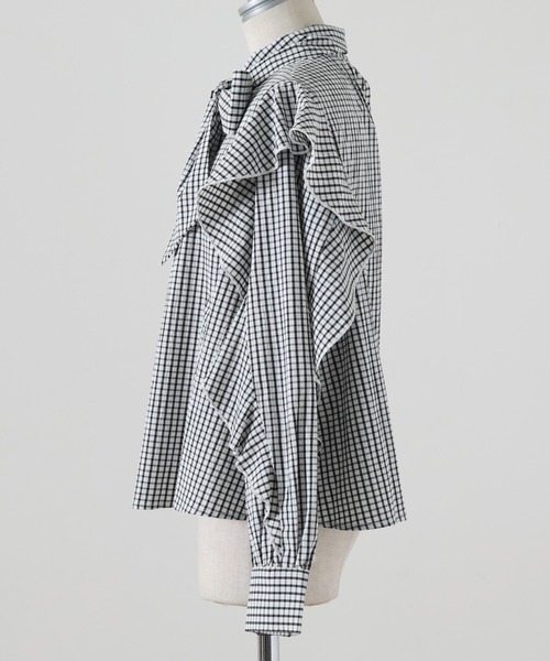 Cheek（チーク）の「長袖ボウタイフリルブラウス（シャツ/ブラウス・レディース・ホワイト×ブラック/イエロー・MEDIUM）」の16枚目の写真