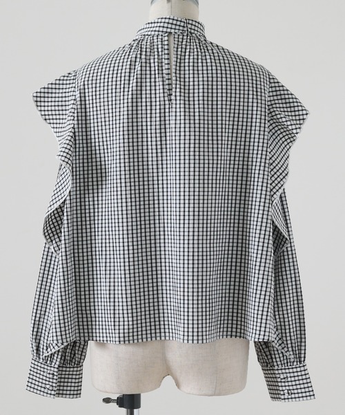 Cheek（チーク）の「長袖ボウタイフリルブラウス（シャツ/ブラウス・レディース・ホワイト×ブラック/イエロー・MEDIUM）」の17枚目の写真