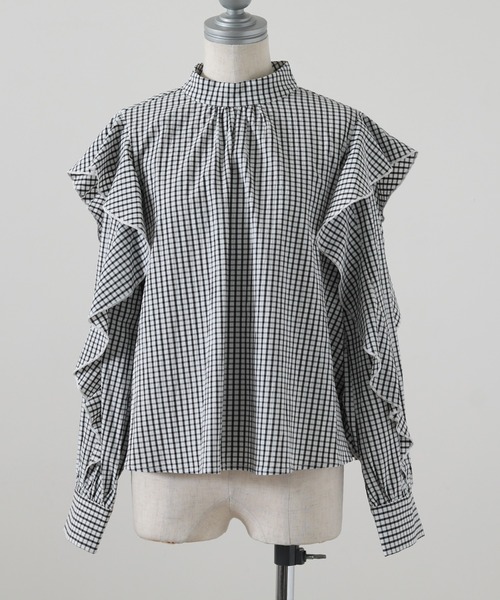 Cheek（チーク）の「長袖ボウタイフリルブラウス（シャツ/ブラウス・レディース・ホワイト×ブラック/イエロー・MEDIUM）」の19枚目の写真