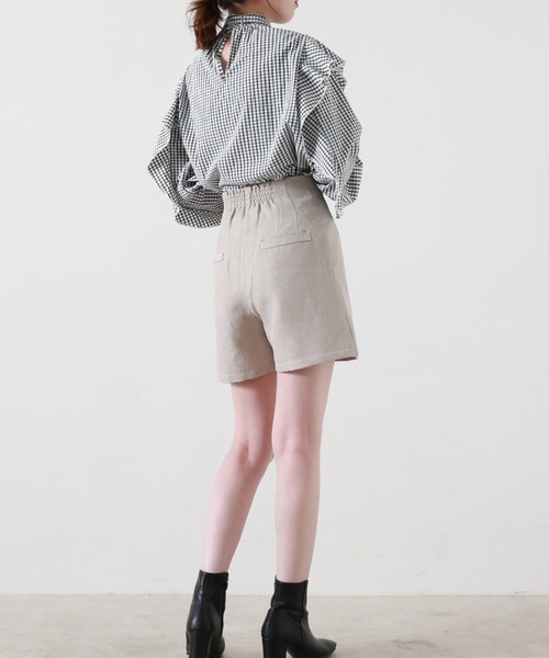 Cheek（チーク）の「長袖ボウタイフリルブラウス（シャツ/ブラウス・レディース・ホワイト×ブラック/イエロー・MEDIUM）」の8枚目の写真