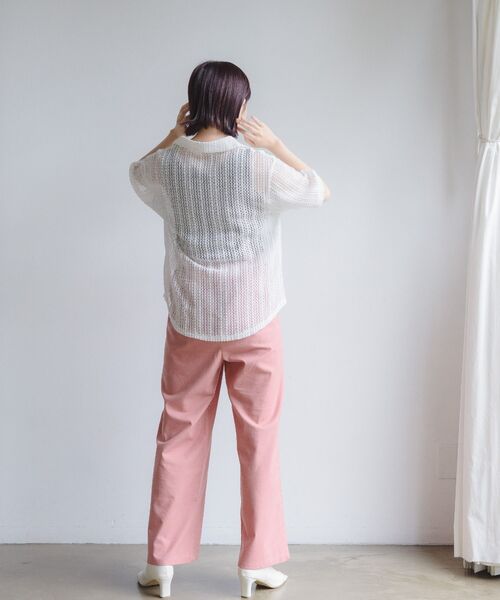 RETRO GIRL(レトロガール)の「メッシュ半袖開襟SH(シャツ/ブラウス・レディース・グリーン/オフホワイト/ブラック・FREE)」の10枚目の写真