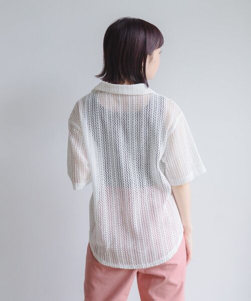 RETRO GIRL(レトロガール)の「メッシュ半袖開襟SH(シャツ/ブラウス・レディース・グリーン/オフホワイト/ブラック・FREE)」の15枚目の写真