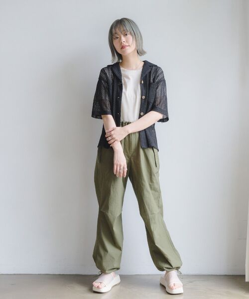 RETRO GIRL(レトロガール)の「メッシュ半袖開襟SH(シャツ/ブラウス・レディース・グリーン/オフホワイト/ブラック・FREE)」の19枚目の写真