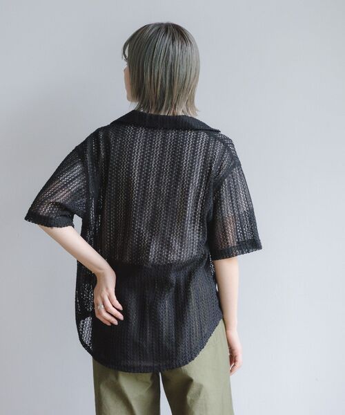 RETRO GIRL(レトロガール)の「メッシュ半袖開襟SH(シャツ/ブラウス・レディース・グリーン/オフホワイト/ブラック・FREE)」の22枚目の写真