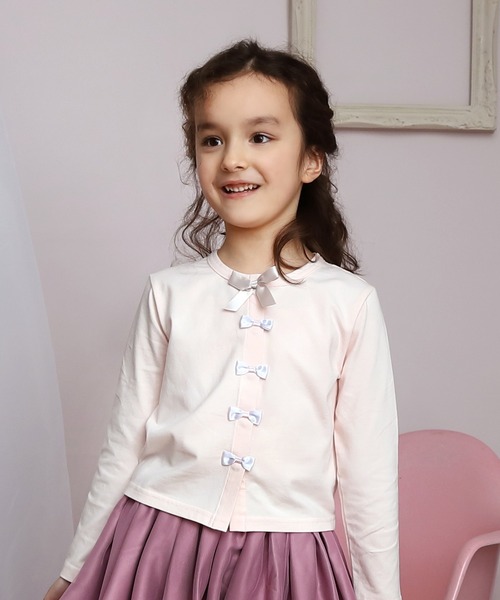 panpantutu（パンパンチュチュ）の「UVcut フレンチリボンカーディガン(Junior)（カーディガン/ボレロ・キッズ・ライトグレー/ネイビー/ベビーピンク/ミント/レモンイエロー・140cm/150cm）」の5枚目の写真