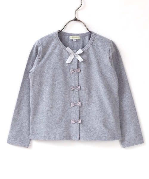 panpantutu（パンパンチュチュ）の「UVcut フレンチリボンカーディガン(Junior)（カーディガン/ボレロ・キッズ・ライトグレー/ネイビー/ベビーピンク/ミント/レモンイエロー・140cm/150cm）」の2枚目の写真