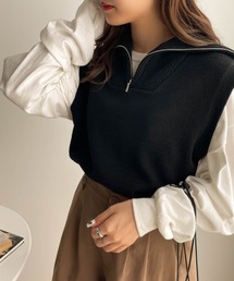 WEGO/ハーフジップニットベスト