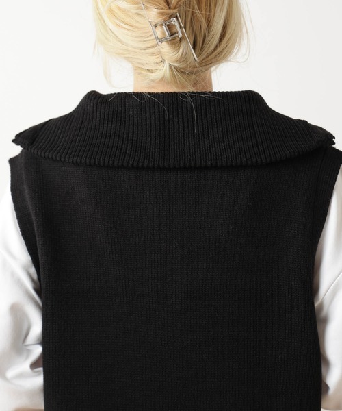 WEGO(ウィゴー)の「WEGO/ハーフジップニットベスト(ベスト・レディース・ブラック/サックスブルー/ライトブラウン/ホワイト系その他5・FREE)」の6枚目の写真