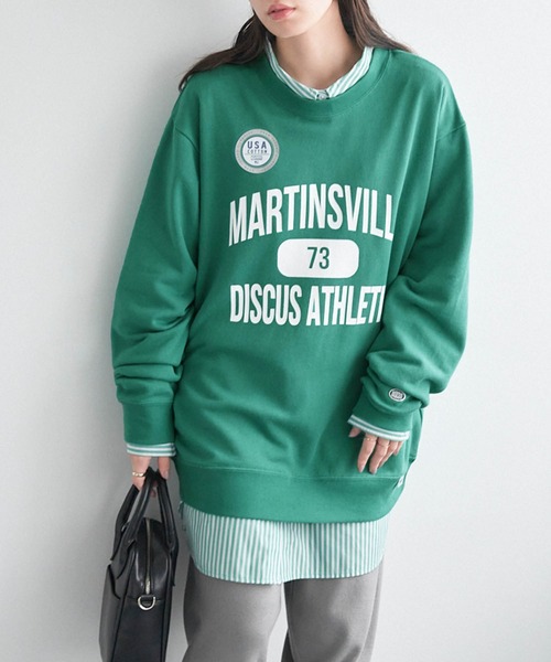 DISCUS ATHLETIC(ディスカス アスレチック)の「DISCUS ATHLETIC/ディスカス アスレチック USAコットンカレッジプリントスウェットプルオーバー(スウェット・レディース・ネイビー/ライトブルー/アイボリー/ブラック/グリーン系/オフホワイト・M/L)」の4枚目の写真