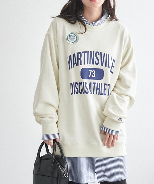 DISCUS ATHLETIC(ディスカス アスレチック)の「DISCUS ATHLETIC/ディスカス アスレチック USAコットンカレッジプリントスウェットプルオーバー(スウェット・レディース・ネイビー/ライトブルー/アイボリー/ブラック/グリーン系/オフホワイト・M/L)」の15枚目の写真