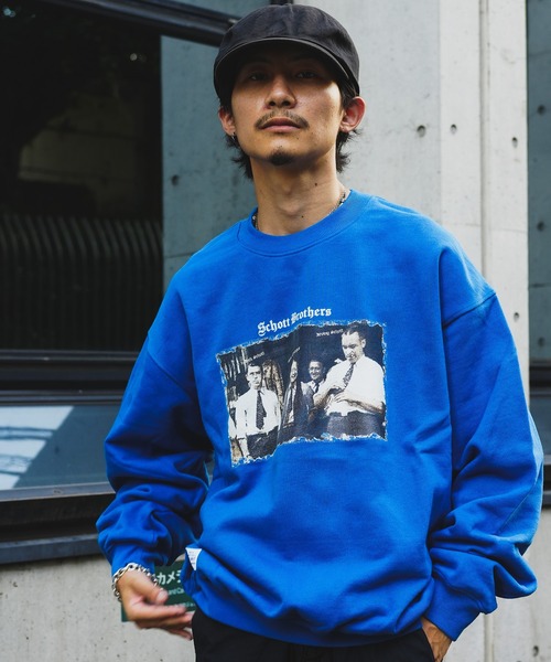 schott（ショット）の「【WEB LIMITED】Schott/ショット/CREW SWEAT PHOTO/クルースウェット フォト（スウェット・メンズ・ブラック/ブルー/ゴールド/ブルーグレー・XX-LARGE/MEDIUM/LARGE/X-LARGE）」の4枚目の写真
