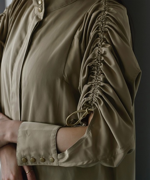 Ezick（エジック）の「DRAWストリングシャツワンピース（シャツワンピース・レディース・ブラック/ベージュ・FREE）」の12枚目の写真