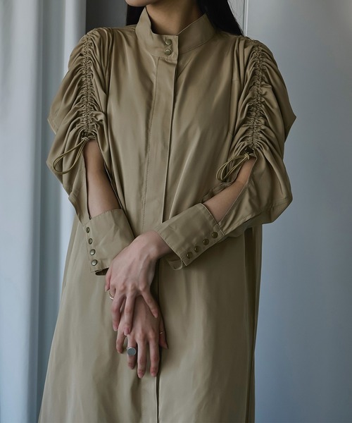 Ezick（エジック）の「DRAWストリングシャツワンピース（シャツワンピース・レディース・ブラック/ベージュ・FREE）」の13枚目の写真