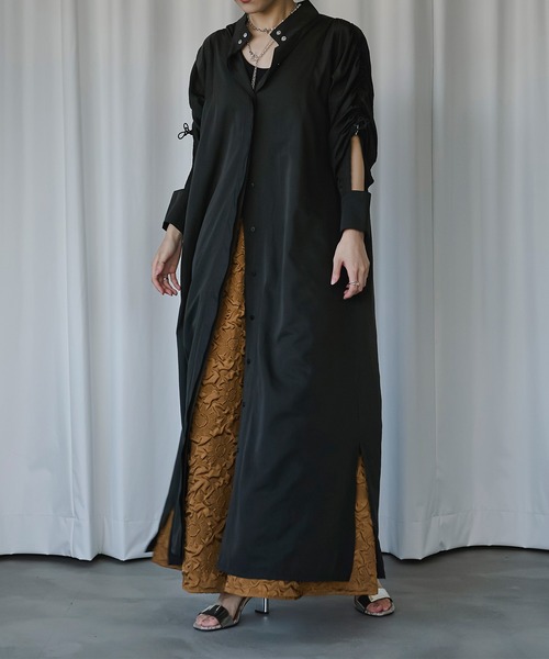 Ezick（エジック）の「DRAWストリングシャツワンピース（シャツワンピース・レディース・ブラック/ベージュ・FREE）」の17枚目の写真