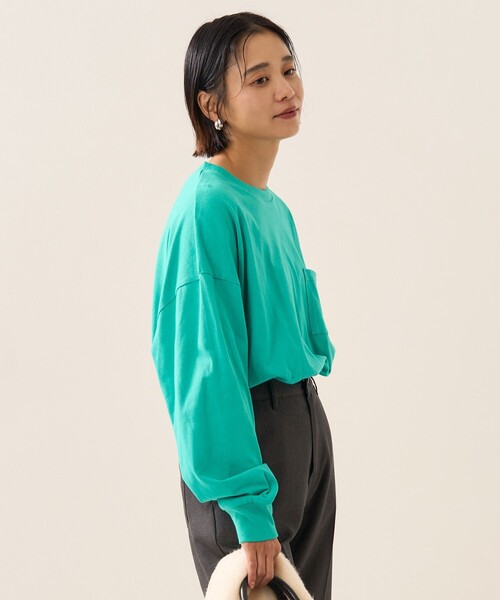 OPEN SESAME CLUB グリーン長袖トップス フリーサイズ FREAK'S STORE（フリークスストア）の「BIGポケットロンT（Tシャツ