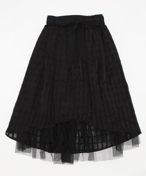 axes femme POETIQUE(アクシーズファムポエティック)の「シアーチェックロングスカート(スカート・レディース・グリーン/ピンク/ブラック・MEDIUM)」の2枚目の写真