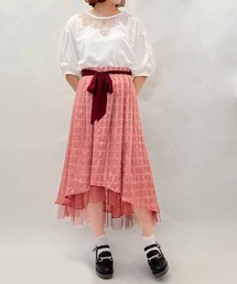 シアーチェックロングスカート