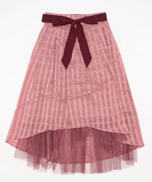 axes femme POETIQUE(アクシーズファムポエティック)の「シアーチェックロングスカート(スカート・レディース・グリーン/ピンク/ブラック・MEDIUM)」の5枚目の写真