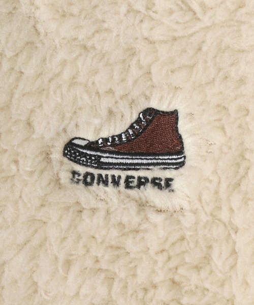 CONVERSE（コンバース）の「CONVERSE/コンバース ワンポイントロゴ刺繍 ボア オーバーサイズ ハーフジップ パーカー レディース メンズ フーディー（パーカー・レディース・オフホワイト/ブルー/グリーン/ブラック・M/L/LL）」の12枚目の写真