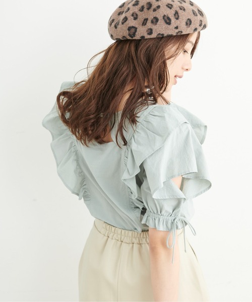 FREE'S MART（フリーズマート）の「前後2Wayフリルスリーブブラウス（シャツ/ブラウス・レディース・ホワイト/ライトグリーン/ダークネイビー・FREE）」の9枚目の写真