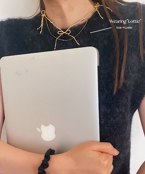 whim(ウィム)の「Lottie-リボンビーズネックレス-(ネックレス・レディース・シルバー/ゴールド/クリア・FREE)」の3枚目の写真