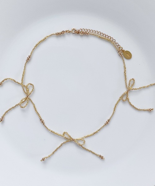 whim(ウィム)の「Lottie-リボンビーズネックレス-(ネックレス・レディース・シルバー/ゴールド/クリア・FREE)」の15枚目の写真