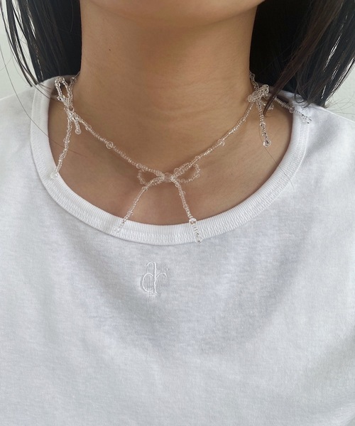 whim(ウィム)の「Lottie-リボンビーズネックレス-(ネックレス・レディース・シルバー/ゴールド/クリア・FREE)」の10枚目の写真