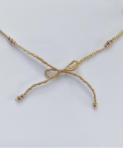 whim(ウィム)の「Lottie-リボンビーズネックレス-(ネックレス・レディース・シルバー/ゴールド/クリア・FREE)」の18枚目の写真