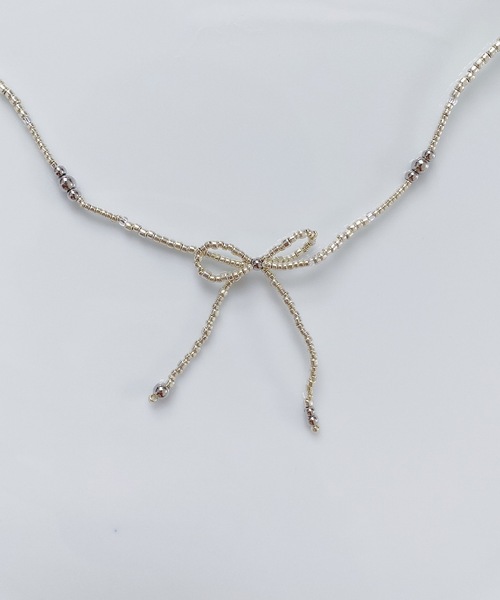 whim(ウィム)の「Lottie-リボンビーズネックレス-(ネックレス・レディース・シルバー/ゴールド/クリア・FREE)」の19枚目の写真