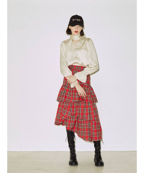 jouetie(ジュエティ)の「フリルティアードスカート(スカート・レディース・ブラック/レッド/グリーン・MEDIUM)」の5枚目の写真