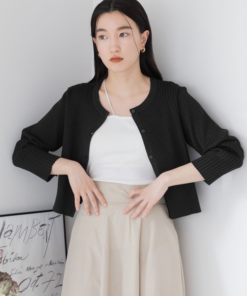 LOWRYS FARM(ローリーズファーム)の「2WAYクロップドカーディガン 165093(カーディガン/ボレロ・レディース・ブラック/ピンク/グリーン/オフホワイト/ホワイト系1・FREE)」の8枚目の写真