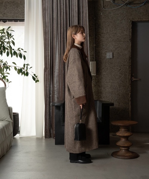 Amiur（エミレ）の「double face check coat（ダウンジャケット/コート・レディース・ブラウン・M/S）」の4枚目の写真