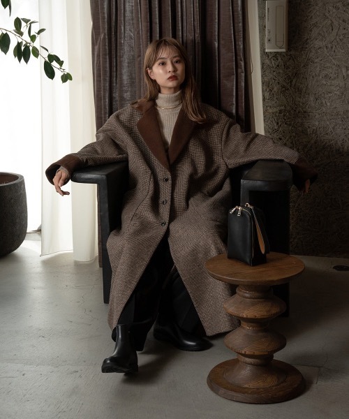 Amiur（エミレ）の「double face check coat（ダウンジャケット/コート・レディース・ブラウン・M/S）」の2枚目の写真