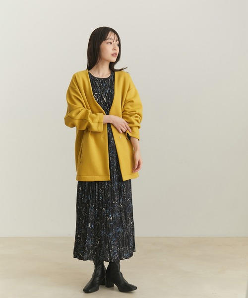 VIS（ビス）の「【スフレタッチシリーズ】【洗える】Vネックコクーンジャケット（ノーカラージャケット・レディース・ブラック/ベージュ/マスタード・FREE）」の20枚目の写真