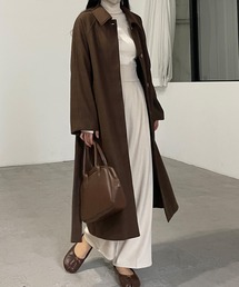 ステンカラーベルト付きコート