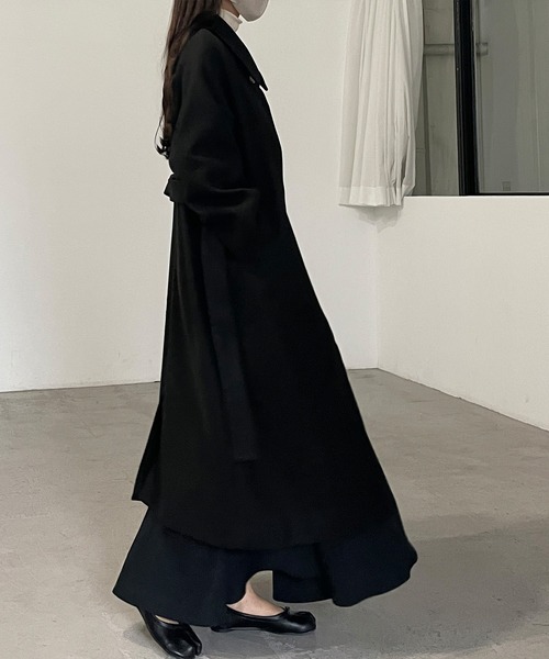 Louere（ルエレ）の「ステンカラーベルト付きコート（ステンカラーコート・レディース・ブラック/ダークベージュ/カーキブラウン・SMALL/MEDIUM/LARGE）」の10枚目の写真