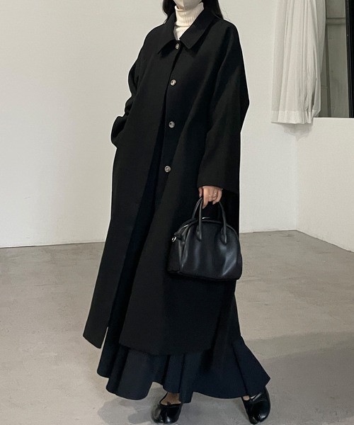 Louere（ルエレ）の「ステンカラーベルト付きコート（ステンカラーコート・レディース・ブラック/ダークベージュ/カーキブラウン・SMALL/MEDIUM/LARGE）」の11枚目の写真