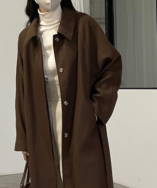 Louere（ルエレ）の「ステンカラーベルト付きコート（ステンカラーコート・レディース・ブラック/ダークベージュ/カーキブラウン・SMALL/MEDIUM/LARGE）」の14枚目の写真