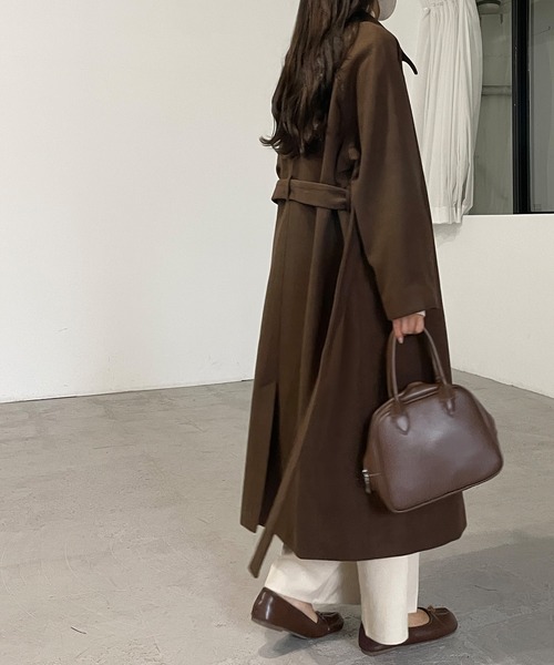 Louere（ルエレ）の「ステンカラーベルト付きコート（ステンカラーコート・レディース・ブラック/ダークベージュ/カーキブラウン・SMALL/MEDIUM/LARGE）」の15枚目の写真