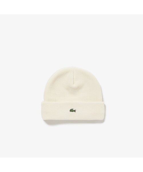 LACOSTE（ラコステ）の「クロックエンブレムニットキャップ（ニットキャップ/ビーニー・メンズ・ホワイト/オレンジ/ネイビー・FREE）」の4枚目の写真