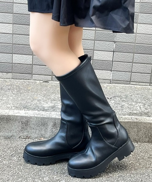 Sugar Sugar(シュガーシュガー)の「【SUGAR SUGAR シュガーシュガー】軽量厚底ストレッチロングブーツ(ブーツ・レディース・ブラック/アイボリー・M/S/L/LL)」の16枚目の写真