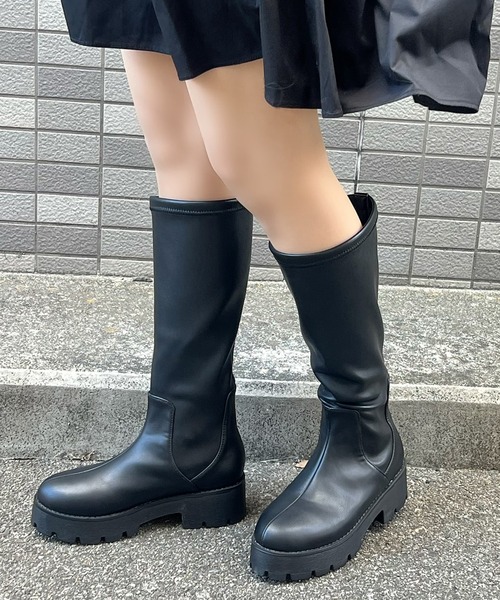 Sugar Sugar(シュガーシュガー)の「【SUGAR SUGAR シュガーシュガー】軽量厚底ストレッチロングブーツ(ブーツ・レディース・ブラック/アイボリー・M/S/L/LL)」の18枚目の写真