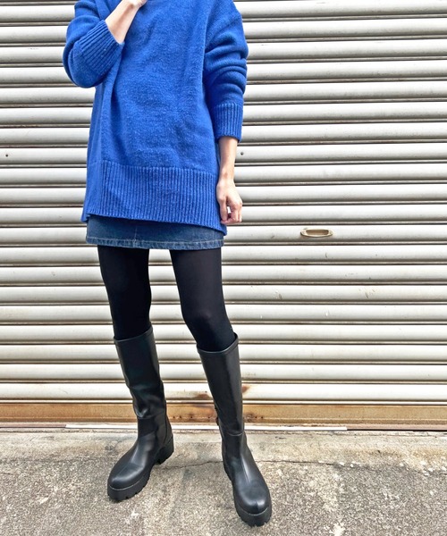 Sugar Sugar(シュガーシュガー)の「【SUGAR SUGAR シュガーシュガー】軽量厚底ストレッチロングブーツ(ブーツ・レディース・ブラック/アイボリー・M/S/L/LL)」の6枚目の写真