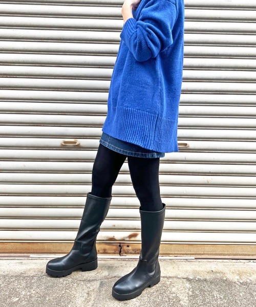 Sugar Sugar(シュガーシュガー)の「【SUGAR SUGAR シュガーシュガー】軽量厚底ストレッチロングブーツ(ブーツ・レディース・ブラック/アイボリー・M/S/L/LL)」の8枚目の写真