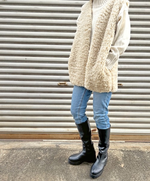 Sugar Sugar(シュガーシュガー)の「【SUGAR SUGAR シュガーシュガー】軽量厚底ストレッチロングブーツ(ブーツ・レディース・ブラック/アイボリー・M/S/L/LL)」の9枚目の写真