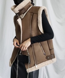 me+em select（ミームセレクト）の「B-3フェイクファーオーバームートンベスト（ベスト・レディース）」