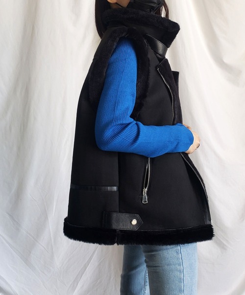 セール】B-3フェイクファーオーバームートンベスト（ベスト