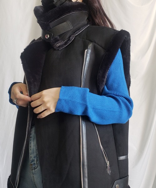 セール】B-3フェイクファーオーバームートンベスト（ベスト