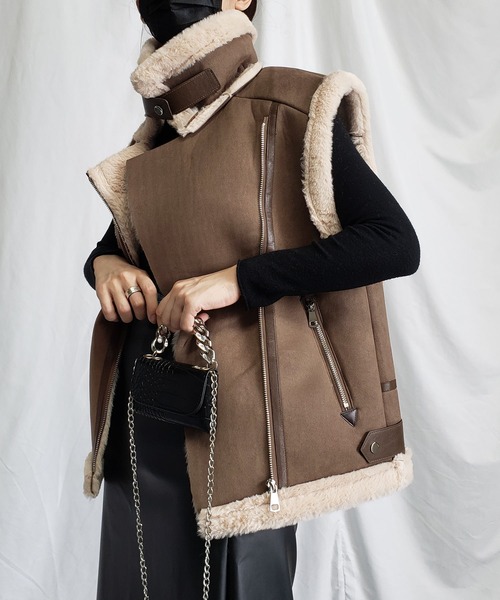 セール】B-3フェイクファーオーバームートンベスト（ベスト